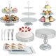 thumbnail image 1 of Juego de 11 soportes de metal plateado para tartas, mesa de postre para fiestas, soporte para cupcakes y juegos de exhibición de mesa de dulces para bodas, celebraciones de cumpleaños, 1 of 4