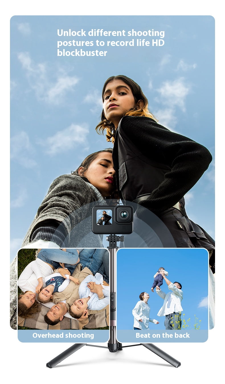 Bigcan 1.3M Bluetooth Selfie Stick Tripod with Remote – 3-in-1 Extendable Camera & Phone Stand, Aluminum Alloy, 40m Wireless Control, 360° Rotation, for GoPro Hero 11/10/9 & Smartphones