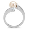 thumbnail image 2 of Silver Womens Ring Anillo Para Mujer Stainless Steel Ring with Synthetic Pearl in Light Peach, 2 of 4