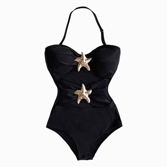 Splozh Teen One Piece Swimsuit Cute Bathing Suit for Girls, Stylish Swimwear for Teenage Tween Girls Summer Vacation Black,7-8 Years