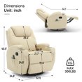 thumbnail image 2 of YSICK Swivel Rocker Recliner Chair with Massage PU Leather for Living Room,Beige, 2 of 7