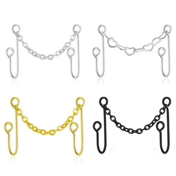 Stainless Steel Nose Chain - 4PCS Non Piercing Nose Ring Jewelry Nostril Chain