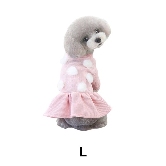 TELOLY Dog Clothes,Warm Plush Lining Dog Dress,Lightweight Comfort Body-Conforming Fabric Dog Clothes for Small Dogs,Pink,L