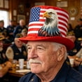 thumbnail image 5 of BiFandian 4th of July American Flag Tall Top Hat, Patriotic Red White Blue Star Stripe Party Hats, Wide Brim Star Printed Tall Cylinder Hat for Independence Day Memorial Day Decor, 5 of 7