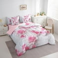 thumbnail image 6 of jejeloiu Glitter Butterflies Print Twin Bedding Sets 7-Piece,Pink Floral Flower Bedding Comforter Set,Romance Theme Sheet Sets For Children,Microfiber Bedroom Decor Reversible, 6 of 8