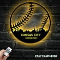 thumbnail image 3 of Craftnamesign Custom Kansas Skyline Baseball Metal Wall Art LED Light, Softball Player Name Sign, 3 of 5