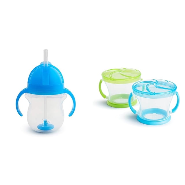 Vaso Entrenador Munchkin Any Angle 200 ml con Tapa Azul + 2 Vasos para Snacks