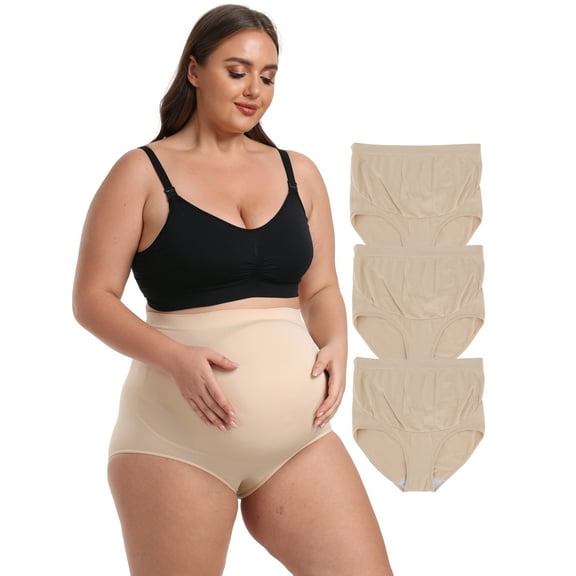 MISS MOLY 3 Pack Maternity Underwear for Women Over Bump Seamless Maternity High Waist Support Panties