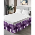 thumbnail image 4 of Purple Abstract Wrap Around Bed Skirts for King Bed 16" Drop, Bed Skirt with Adjustable Elastic Belt Dust Ruffle Bed Valance for Bedroom Hotel Luxury Modern Mottled Art Oil Painting Bed Frame Cover, 4 of 7