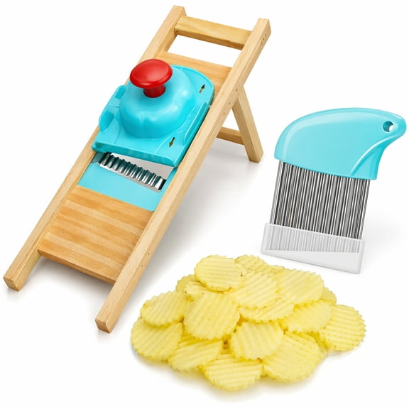 Lsupdaol 3 Pcs Stainless Steel Waffle Fry Crinkle Cutter Set Wavy Slicer with Protective Cover