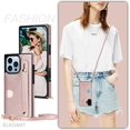 thumbnail image 2 of for iPhone 16 Pro Max 6.9" Crossbody Wrist Strap Wallet Case with Cash Change Slot, Removable Adjustable Shoulder Lanyard PU Leather Cover for Apple iPhone 16 Pro Max XK-Rose Gold, 2 of 14