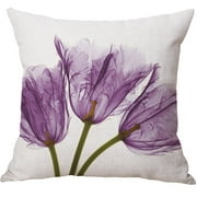 SINGES Throw Pillow Cover Decorative Durable Cushion Cover 18 x 18 Pillow Case Beautiful Flower Tulip Watercolor Floral  Hidden Zipper Home Decor Fall Winter Sofa Couch Bedroom Living Room