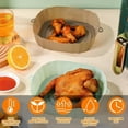 thumbnail image 2 of Bandeja de silicona para freidoras de aire, 1/2/3 unidades, para horno, pizza, pollo frito, cesta de silicona reutilizable, forro marrón, 2 unidades, 2 of 6