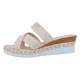 thumbnail image 5 of Espadrilles Wedge Sandals for Women Trendy Crooss Strappy Open Toe Casual High Heeled Platform Slip on Slides Beige Size 9, 5 of 5