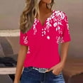 thumbnail image 2 of VERUGU Shirts for Women V-Neck Short Sleeve Blouses Fashion Print Button Casual T-shirt Top Hot Pink XXL, 2 of 4