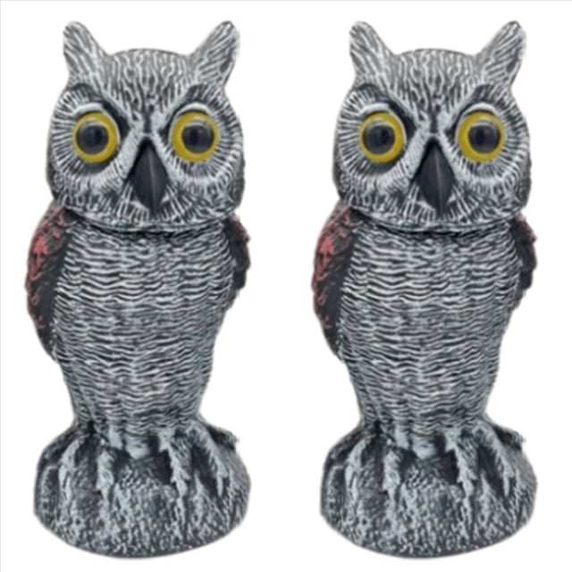 2X Dispositivos de Control de Espantapájaros con Señuelo de Búho Falso Giratorio de 360°, Elemento Disuasorio de Búhos, Decoración de Jardín B