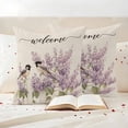 thumbnail image 3 of Lavender Bird Outdoor Waterproof Pillow Covers, Country Purple Garden Flowers Spring Decorative Square Throw Pillowcase Sofa Cushion Sham for Patio/Couch/Chair, 18"x18" 2 Pack, 3 of 8