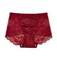 thumbnail image 2 of Bwndum Wine Red High Waisted Lace Panties for Women Tummy Control Seamless Breathable Romantic Lingerie,Size 4XL, 2 of 3