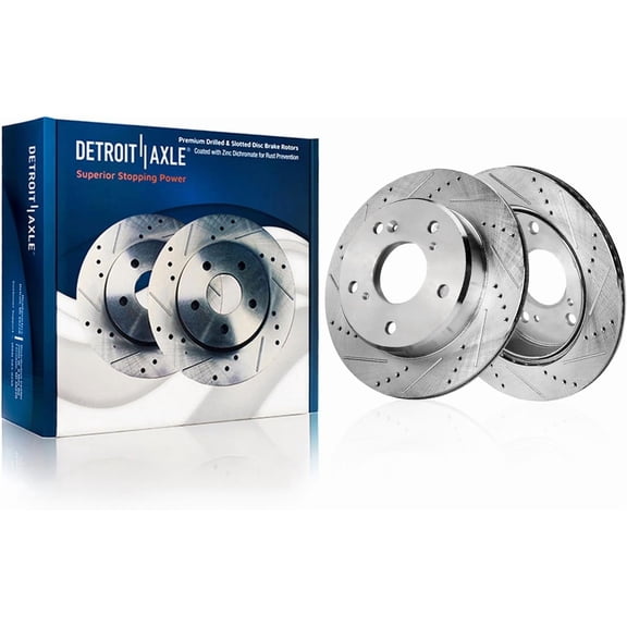 Detroit Axle - Front Brake Rotors for Honda CR-V Accord Civic HR-V Acura ADX Integra, Drilled and Slotted Disc Brake Rotors Replacement: 12.28" inch Rotor