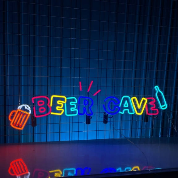 Handmadetneonsign Beer Cave Hat Neon Sign, Beer Cave Wall Art Decor, Home Bar Pub Beer Bedroom Wall Decor