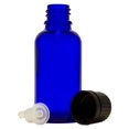 thumbnail image 2 of Cobalt Blue Glass Bottle - 30 ml (1 fl oz) w/ Euro Dropper & Tamper-Evident Cap - Pack of 12, 2 of 3