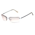 thumbnail image 2 of Mens Spring Hinge Narrow Rectangular Rimless Classy Metal Rim Sunglasses Silver - Pink, 2 of 4