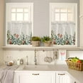 thumbnail image 4 of Christmas Plants Kitchen Curtains and Valances Set, Winter Eucalyptus Leaves Bird Berry Linen Rod Pocket Window Valance Window Curtain Panels for Living Room Bedroom Laundry, 27.5x24in, 3 Pieces, 4 of 7