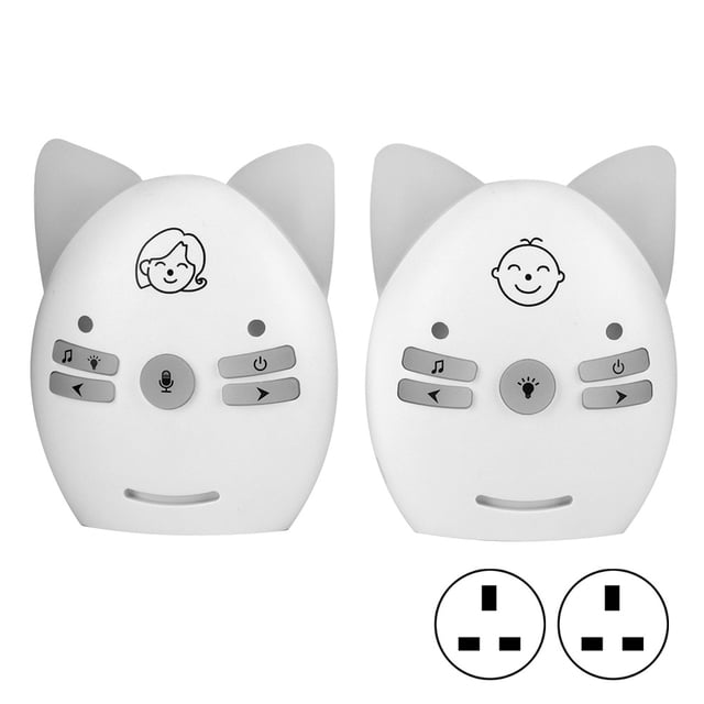 Monitor de bebé con audio 2,4 GHz Música inalámbrica Voz bidireccional Luz nocturna pequeña Walkie Talkie 100-240 V Blanco Enchufe británico