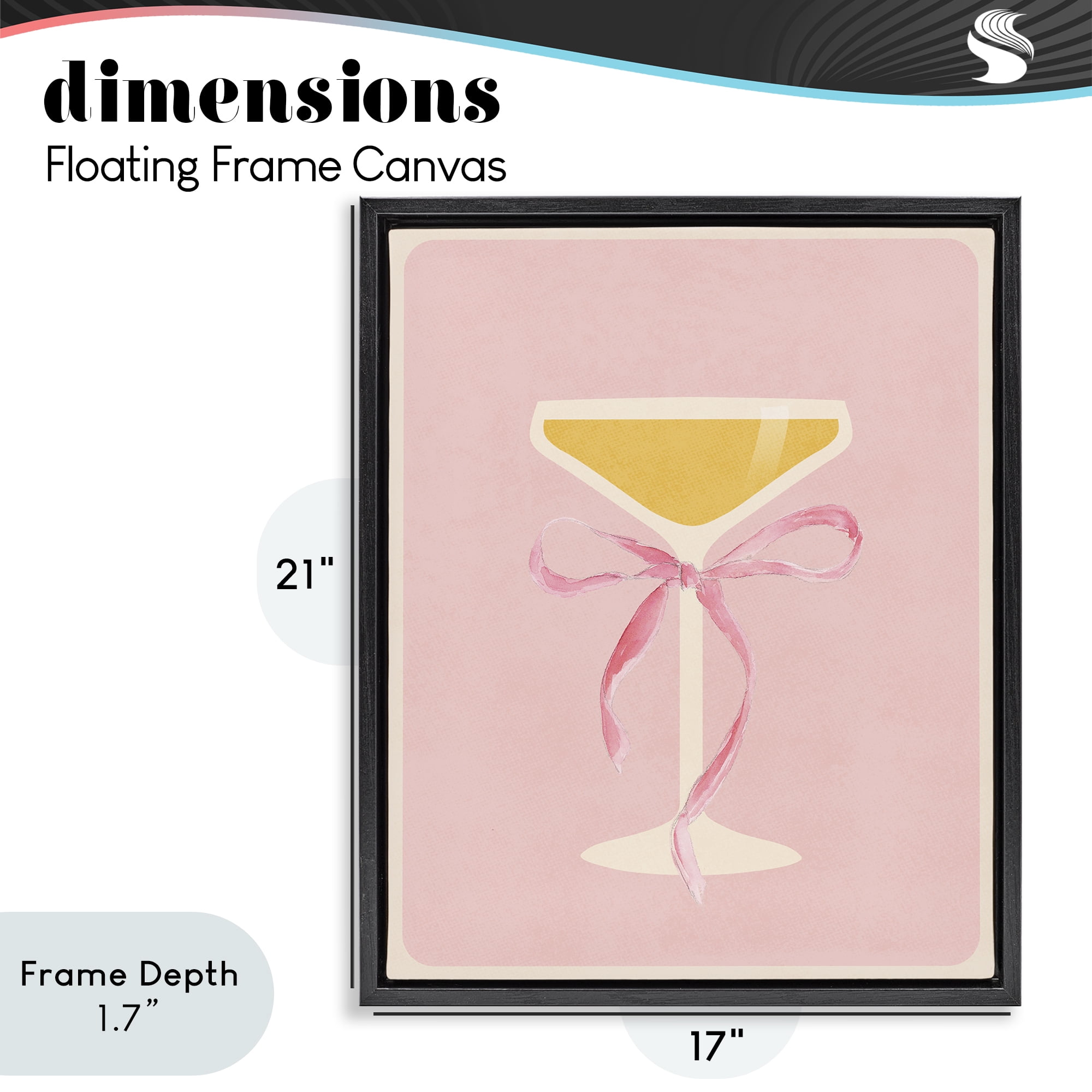 Stupell Industries Champagne Party Glass Black Framed Floater Canvas Wall Art, design by Lucille Price