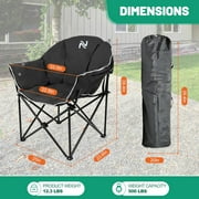 Slsy Oversized Heated Camping Chair, Padded Camp Chair with 3 Heat Levels, Portable Folding Heated Chair Round Moon Saucer Folding Lawn Chair Outdoor Chair