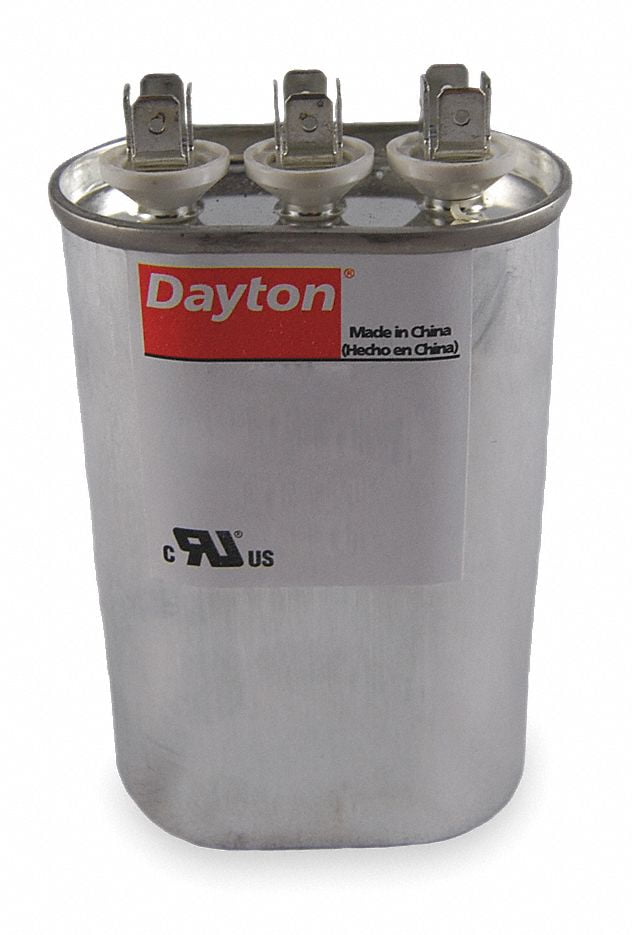 DAYTON 6FLT5 Dual Run Capacitor,60/3 MFD,5 1/4"H 