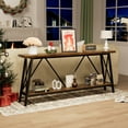 thumbnail image 2 of 70.9 Inch Extra Long Sofa Table, Industrial Entryway Table with 2 Tier Storage Shelves, Console Table Behind Sofa for Hallway, Living Room, Brown, 2 of 8