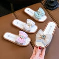 thumbnail image 3 of Mepaouo Girls Flat Sandals Square Open Toe Slides Footbed Bow Comfortable Summer Beach Slippers, 3 of 6