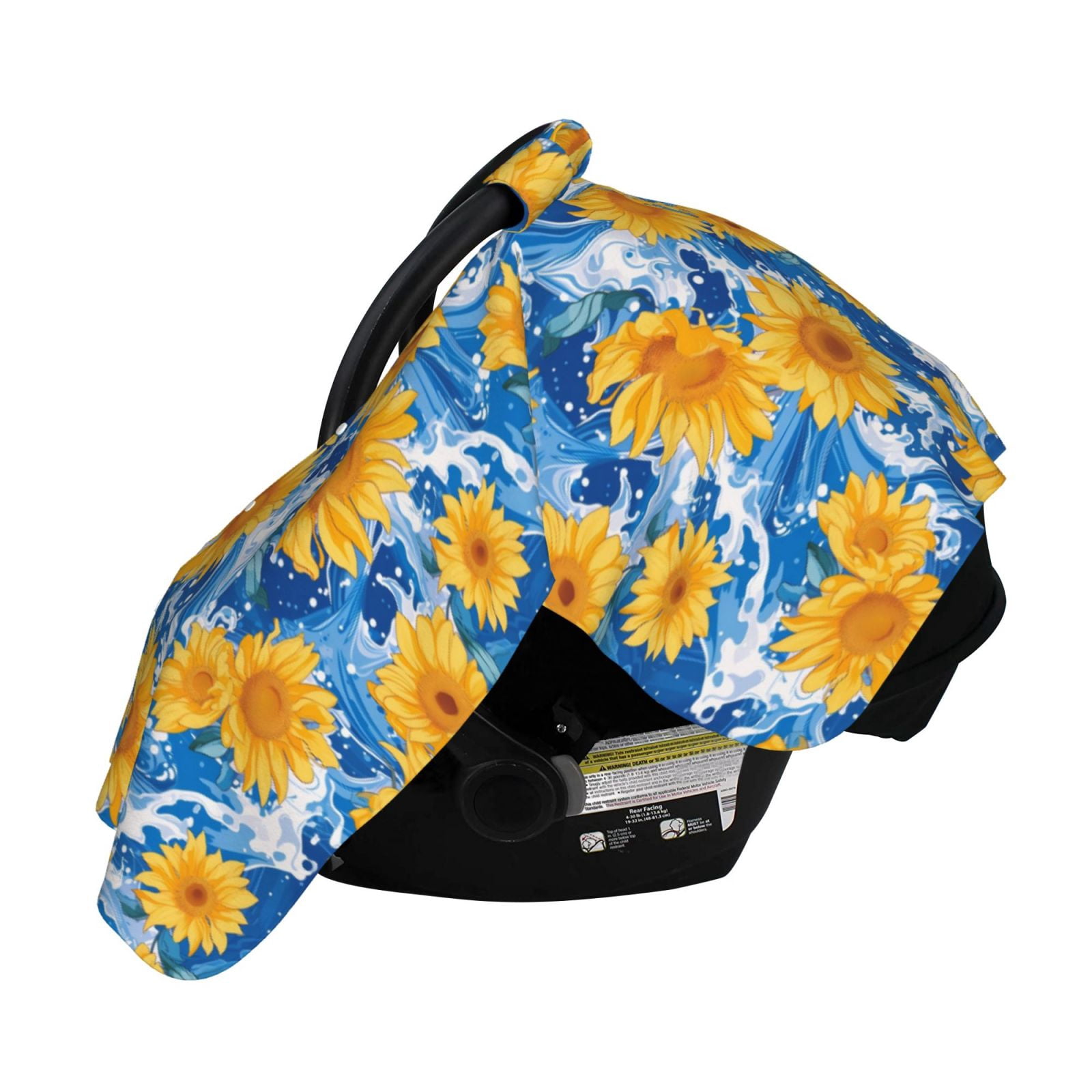 Naloa Ocean Wave Sunflower Baby Car Seat Cover, Breathable Baby Carrier Cover, Multiuse Baby Carrier Cover & Nursing Breastfeeding Cover