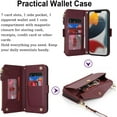 thumbnail image 3 of for iPhone 11 pro max Wallet case with Zipper Card Holders for Women,iPhone 11 pro max Phone Cases Slots Crossbody Flip Folio Book Cover with Credit Card Holder Men case - red, 3 of 12