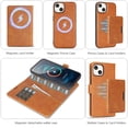 thumbnail image 6 of Allytechgroup 3 in 1 Wallet Case for Apple iPhone 15 Plus, Detachable Back Cover & Cards Holder Compatible with Mag-safe Shockproof RFID Blocking Stand Phone Case for iPhone 15 Plus, Brown, 6 of 8