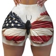 thumbnail image 2 of Pofeuu American Flag Butterfly Wall Print Workout Shorts for Women Scrunch Butt Lifting High Waisted Yoga Gym Seamless Booty Biker Shorts-X-Large, 2 of 8