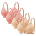 thumbnail image 2 of Sentmoon 4 Pieces Wireless Bras for Women Plus Size Comfortable Bras for Women Lift Adjustable Strap Breathable Side Support Lace Bra Lightweight for Party Khaki S, 2 of 3