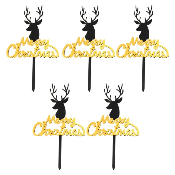 5pcs Deer Shape Christmas Cake Topper Cake Picks Acrylic Cake Decoration for DIY