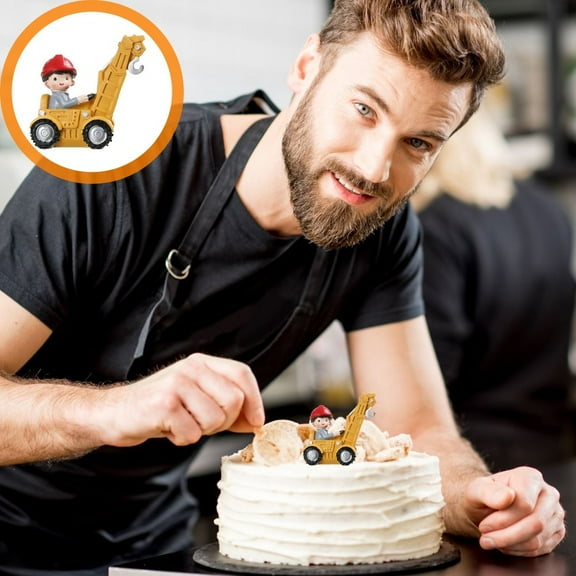 HONMEET Safe Yellow Construction Cake Decoration for Birthday Party, Desktop and Car Ornament, Kids Party Supplies