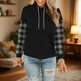 thumbnail image 2 of DDAPJ pyju Womens Christmas Hoodies Plaid Patchwork Long Sleeve Drawstring Hooded Sweatshirt Lightweight Pullover Hoodie with Kangaroo Pocket, 2 of 7