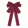 thumbnail image 2 of Lilixerw Woven Ribbon Christmas Bow, Burgundy Multi Loop Bow With Gold Edge Trim, 5.11x7.08 Inch, for Tree Wreath Gift Party Door Mantel Decoration, 2 of 6