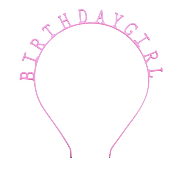 KAKOWELY Diadema de cumpleaños para niña con letras, ideal para decorar fiestas de cumpleaños (rosa)