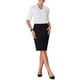 thumbnail image 2 of INSPIRE CHIC Vestido de trabajo de manga corta para mujer, vestido lápiz de cuello en V, color contrastante, L negro, 2 of 5