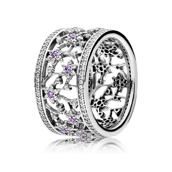 Ring Forget Me Not w/Purple and Clear CZ Ring sz 50 190991ACZ-50