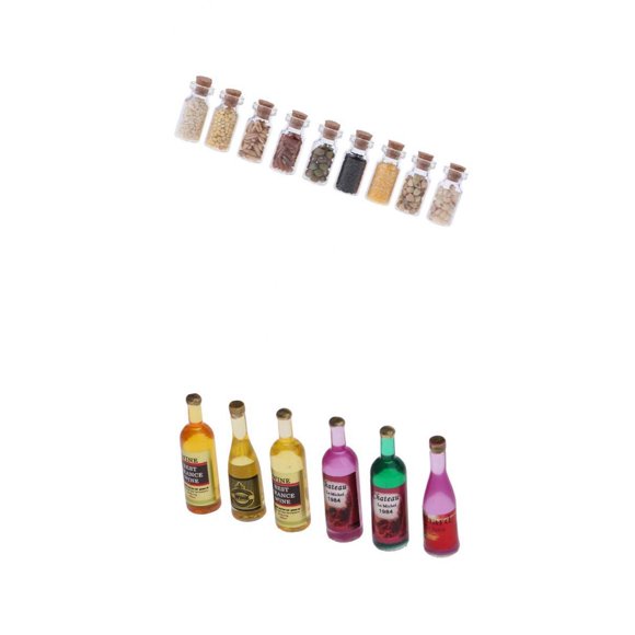 de de cocina de 1/12 con decoración de alimentos secos y modelo de botellas
