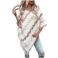 thumbnail image 2 of PiGOGI Women's Striped Knit Pullover Sweater Long Sleeve Loose Fit Casual Fall Winter Fashion Comfortable Top White, 2 of 6