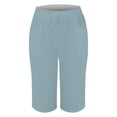 thumbnail image 6 of Drawstring Cotton-Linen Pants - Loose Fit Casual Trousers with Back Pockets | Yubnlvae | Women's Solid Color Cotton Linen Pants with Pockets Drawstring Loose (Light blue | XXL), 6 of 6