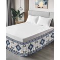 thumbnail image 4 of Blue Beige Boho Wrap Around Bed Skirts for King Bed 18" Drop,Bed Skirt with Adjustable Elastic Belt Dust Ruffle Bed Valance for Bedroom Hotel Luxury Vintage Ethnic Tribal Southwestern Bed Frame Cover, 4 of 7