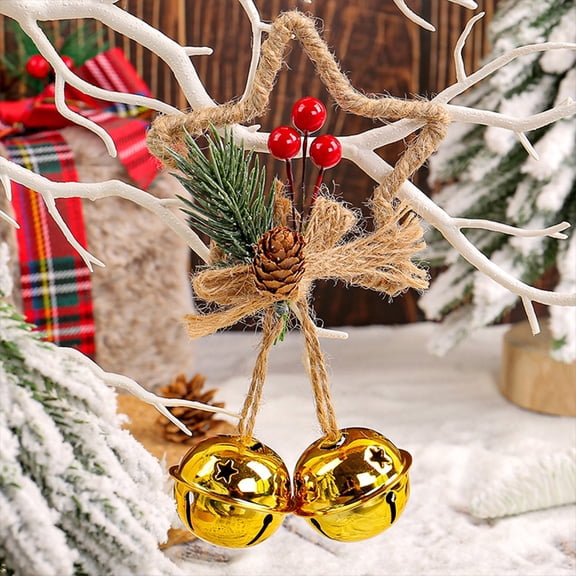 Taicans Christmas Believe Bell Ornaments – Golden Star with Jingling Bells & Holly Berries,Inspirational Holiday Decor for Tree,Home,Gifts (5.5 Inch)